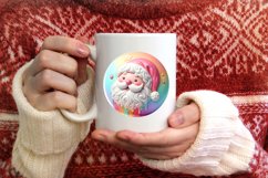 Pastel 3D Santa Round Ornament Sublimation PNG Product Image 4