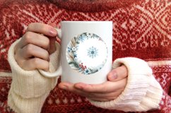 Watercolor Round Christmas Image with Snowflake Product Image 3