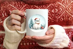 Christmas Cat Round Ornament Sublimation PNG Product Image 3