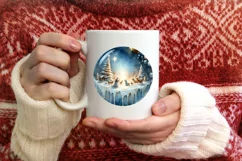 Winter Nativity Scene Ornament Sublimation PNG Product Image 4