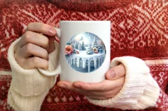 Winter Flowers Ornament Sublimation PNG Product Image 3