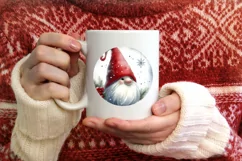 Christmas Gnome Round Ornament Sublimation PNG Product Image 4