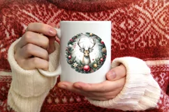Reindeer Gift Round Ornament Sublimation PNG Product Image 1