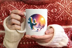 Winter Cactus Ornament Sublimation PNG Product Image 1