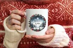 Winter Scene Believe in Santa Round Ornament Sublimation PNG Product Image 3