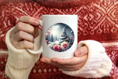 Winter Scene with Flowers Sublimation PNG Product Image 3
