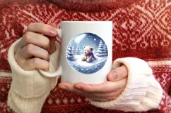 Winter Teddy Bear Ornament Sublimation PNG Product Image 4