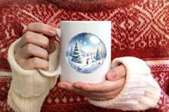 Winter Scene with Elf Round Christmas Ornament Sublimation Product Image 3