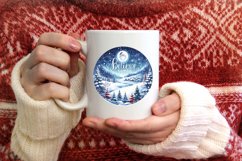 Colorful Santa Round Ornament Sublimation PNG Product Image 1