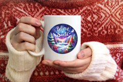 Colorful Santa Round Ornament Sublimation PNG Product Image 4