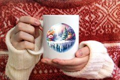 Winter Scene with Flowers Round Ornament PNG Product Image 3