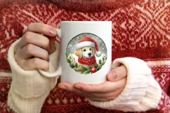 Winter Dog Round Ornament Sublimation PNG Product Image 3