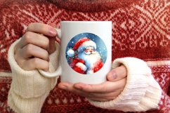 Colorful Santa Round Ornament Sublimation PNG Product Image 4