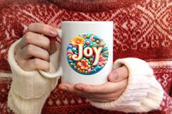 Pastel JOY Round Ornament Sublimation PNG Product Image 3