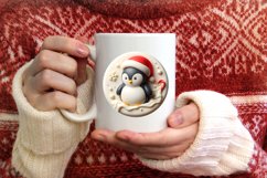 3D Martzipan Penguin Round Christmas Ornament Sublimation Product Image 3