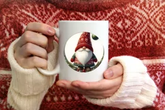 Christmas Gnome Round Ornament Sublimation PNG Product Image 1