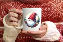 Watercolor Christmas Gnome Ornament Sublimation PNG Product Image 1