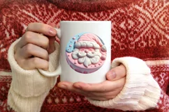 3D Martzipan Santa Round Ornament Sublimation PNG Product Image 1