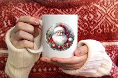 Santa Winter Watercollor Christmas Ornament Sublimation PNG Product Image 3