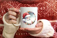 Santa Winter Watercolor Christmas Ornament Sublimation PNG Product Image 1