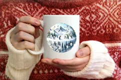 3D Penguins Winter Scene Round Christmas Ornament Product Image 4