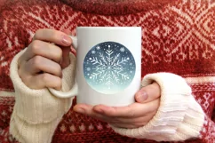 Snowflake Round Christmas Ornament Sublimation PNG Product Image 3