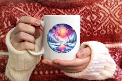 3D Winter Scene Believe Round Christmas Ornament Sublimation Product Image 1