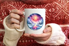 3D Winter Scene Believe Round Christmas Ornament Sublimation Product Image 1