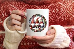 Winter Gnomes Round Christmas Ornament Sublimation PNG Product Image 1