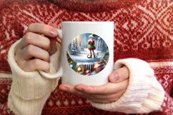 3D Winter Scene with Elf Ornament Sublimation PNG Product Image 1