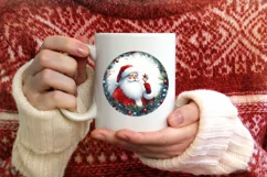 Santa Round Christmas Ornament Sublimation PNG Product Image 4