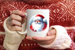 Santa Round Christmas Ornament Sublimation PNG Product Image 3