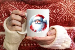 Santa Round Christmas Ornament Sublimation PNG Product Image 3