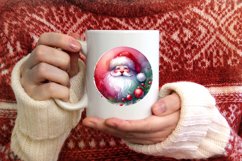Santa Round Christmas Ornament Sublimation PNG Product Image 4