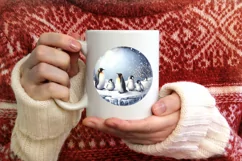 Penguins Round Ornament Sublimation PNG Product Image 4