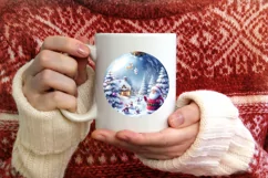 Santa Round Ornament Sublimation PNG Product Image 1