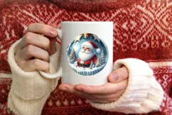 Santa Round Ornament Sublimation PNG Product Image 4