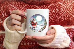 Santa Round Christmas Ornament Sublimation PNG Product Image 3