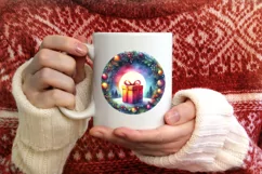 Gift Winter Round Christmas Ornament Sublimation PNG Product Image 1
