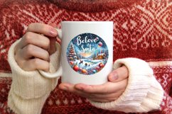 Winter Scene with Santa Round Christmas Ornament Sublimation Product Image 4