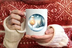 Winter Christmas Ball Scene Champagne Sublimation PNG Product Image 4