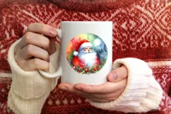 Watercolor Santa Ornament Sublimation PNG Product Image 4