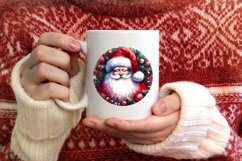 Santa Round Christmas Ornament Sublimation PNG Product Image 4