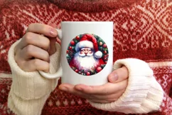 Santa Round Christmas Ornament Sublimation PNG Product Image 4