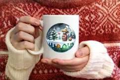 Winter Christmas Ball Scene Mexican Person Sublimation PNG Product Image 4