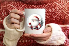 Santa Image Round Ornament Sublimation PNG Product Image 4