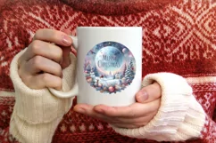 Merry Christmas Pastel Round Christmas Ornament Sublimation Product Image 1