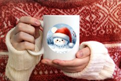 Winter Scene Monkey Portrait with Santa Hat Round Ornament Product Image 3