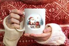 Santa Scene Round Ornament Sublimation PNG Product Image 3