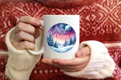 Merry Christmas Round Christmas Ornament Sublimation PNG Product Image 4